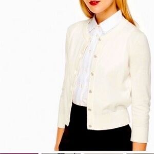 Kate Spade Afton Jeweled Button Down Wool Cardigan Ivory Off White Size Large